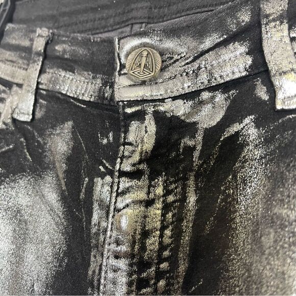 𝅺FAITH Connexion Silver Black Coated Skinny Jeans 27 - Picture 3 of 8